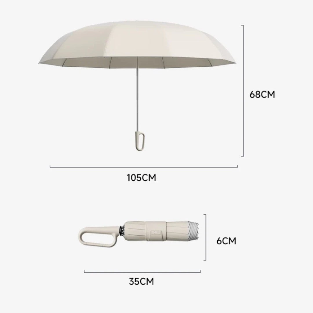 Windfester Taschenschirm aus Polyester mit reflektierendem Rand und Karabinergriff, Ansicht 14