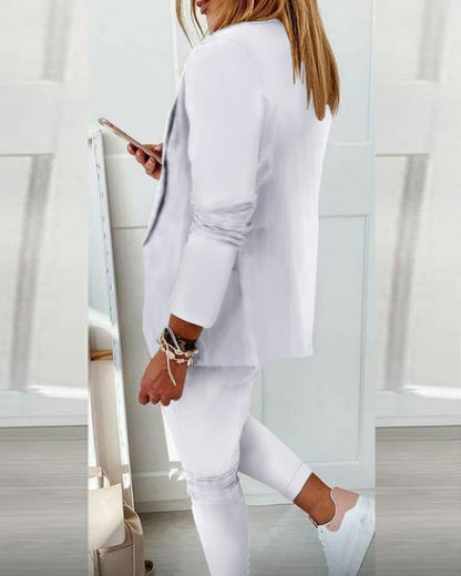Zweiteiliges Damen-Set aus Blazer und Hose mit Kordelzug und elastischen Beinabschlüssen, Ansicht 8