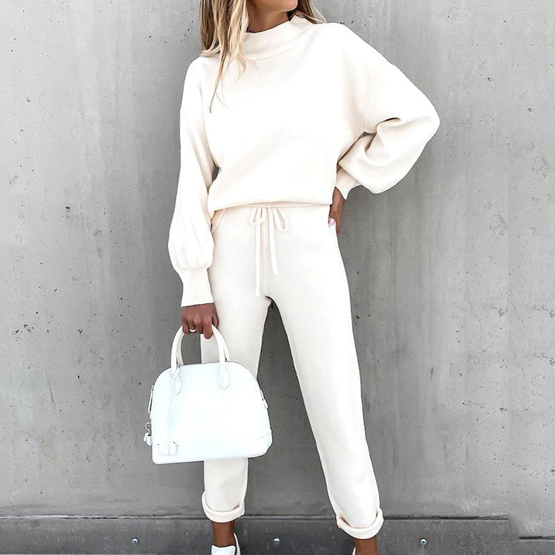 Zweiteiliges Loungewear-Set aus weichem Strick mit Rollkragenpullover und Hose mit hoher Taille, Ansicht 5