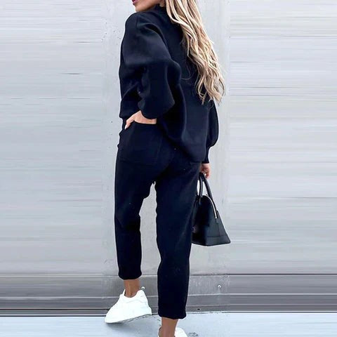 Zweiteiliges Loungewear-Set aus weichem Strick mit Rollkragenpullover und Hose mit hoher Taille, Ansicht 7